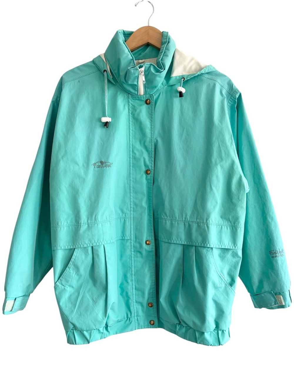 Vintage 90s FarWest Turquoise Lightweight Gore-Tex Windbreaker Rain Jacket